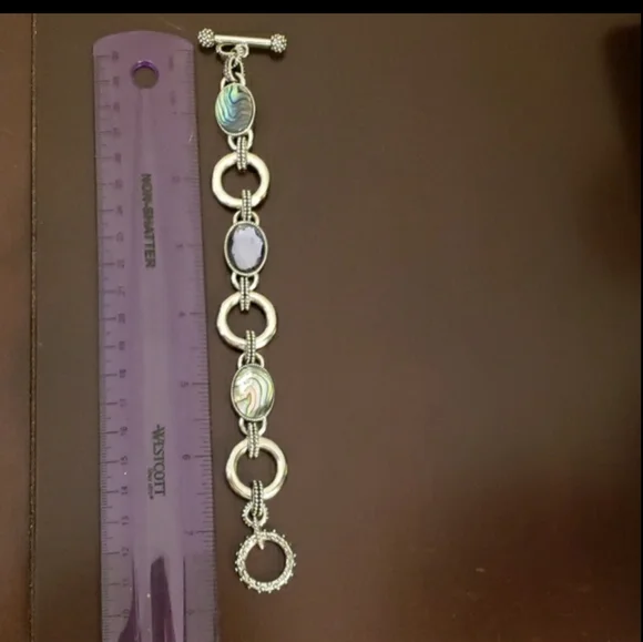 Lia Sophia Epiphany Abalone & Purple Crystal Silver Bracelet - Picture 7 of 7